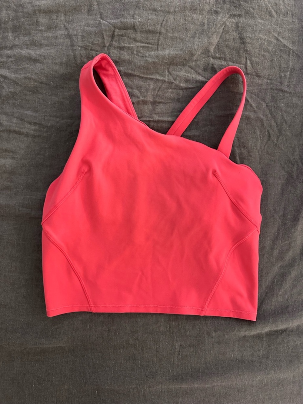 lululemon athletica asymmetrical workout Tank Top hot pink built in bra size 8